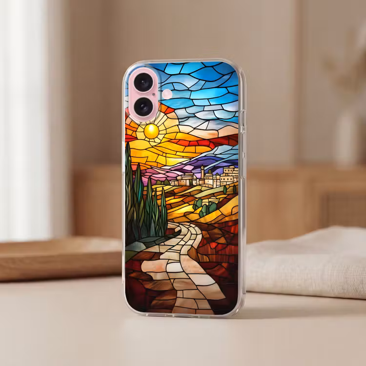 Telefoonhoesje - Mozaïek - Zon - Landschap - Dorp — 3