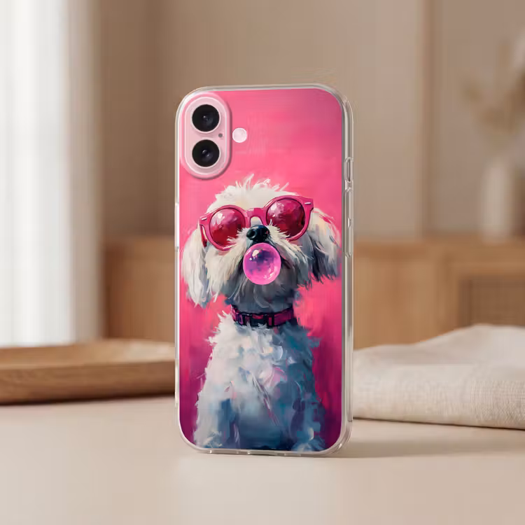 Telefoonhoesje - Pink - Hond - Bubbel — 3