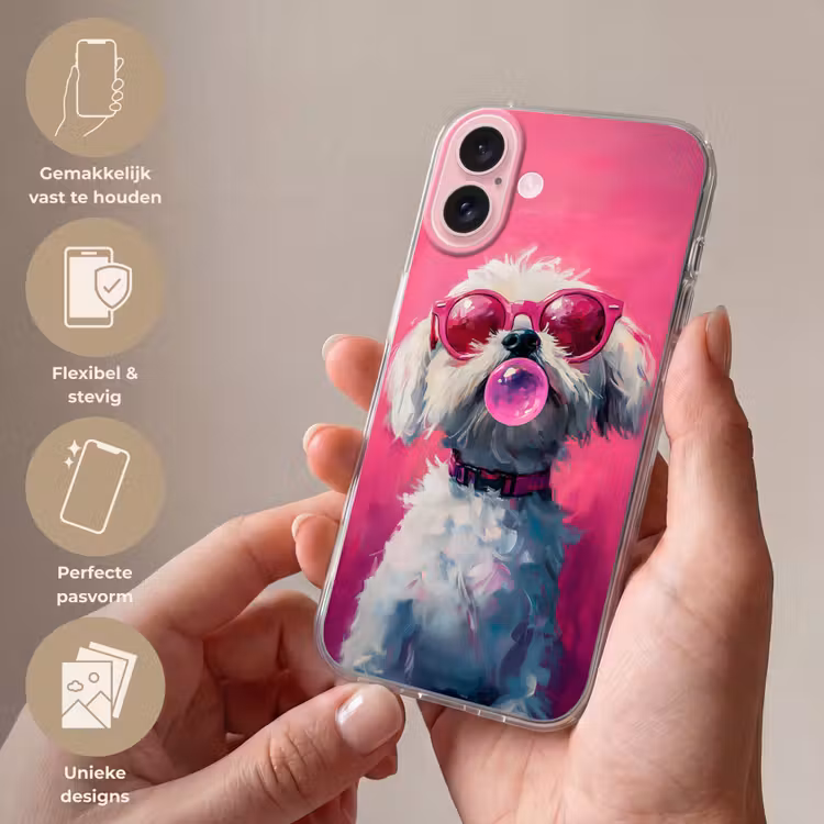 Telefoonhoesje - Pink - Hond - Bubbel — 4