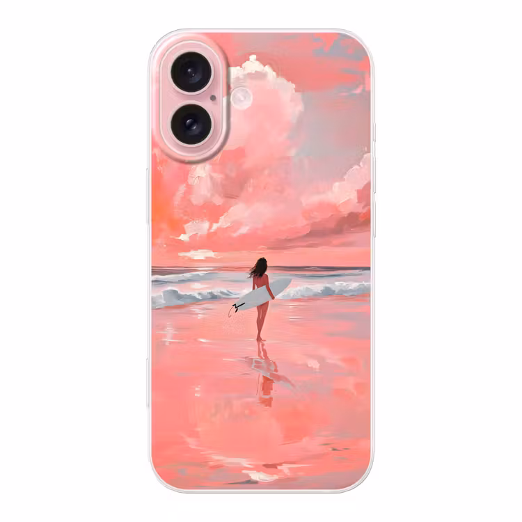 Telefoonhoesje - Roze - Surfen - Zee — 1