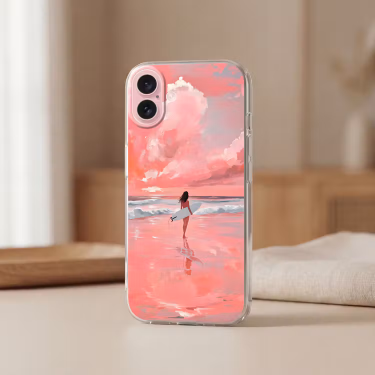Telefoonhoesje - Roze - Surfen - Zee — 3