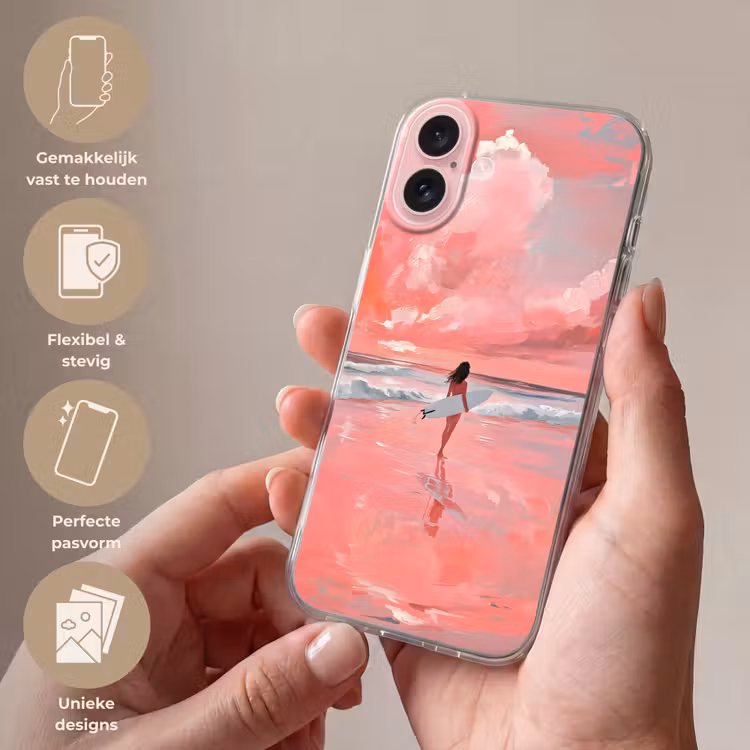 Telefoonhoesje - Roze - Surfen - Zee — 4
