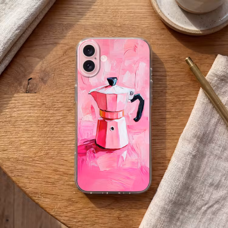 Telefoonhoesje - Roze - Verf - Coffee — 2
