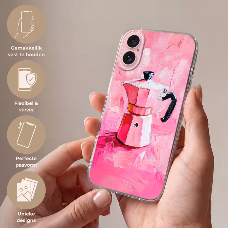Telefoonhoesje - Roze - Verf - Coffee — 4