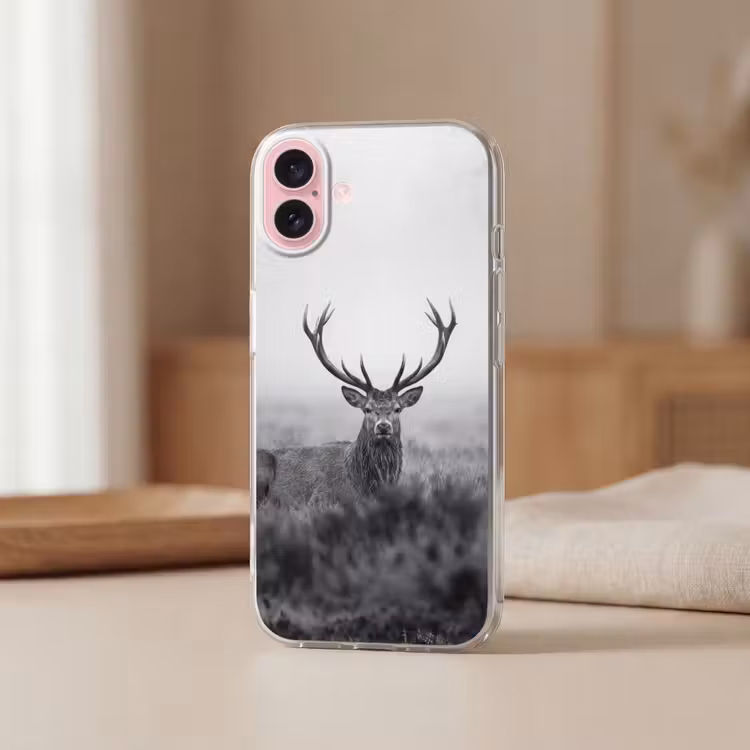 Telefoonhoesje - Hert - Mistig - Zwart - Wit — 3