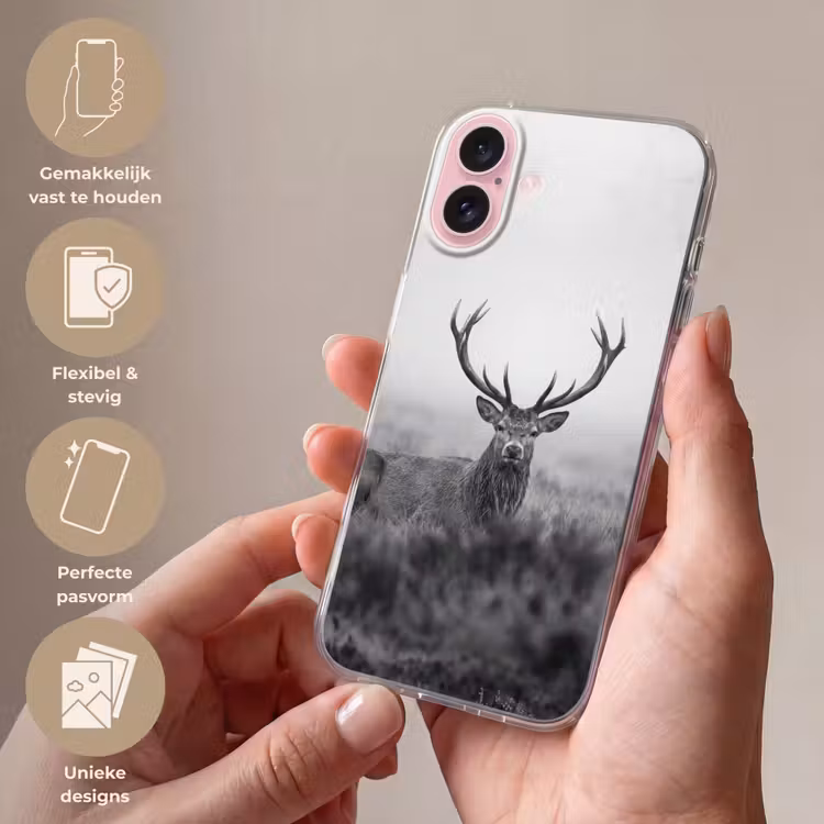Telefoonhoesje - Hert - Mistig - Zwart - Wit — 4