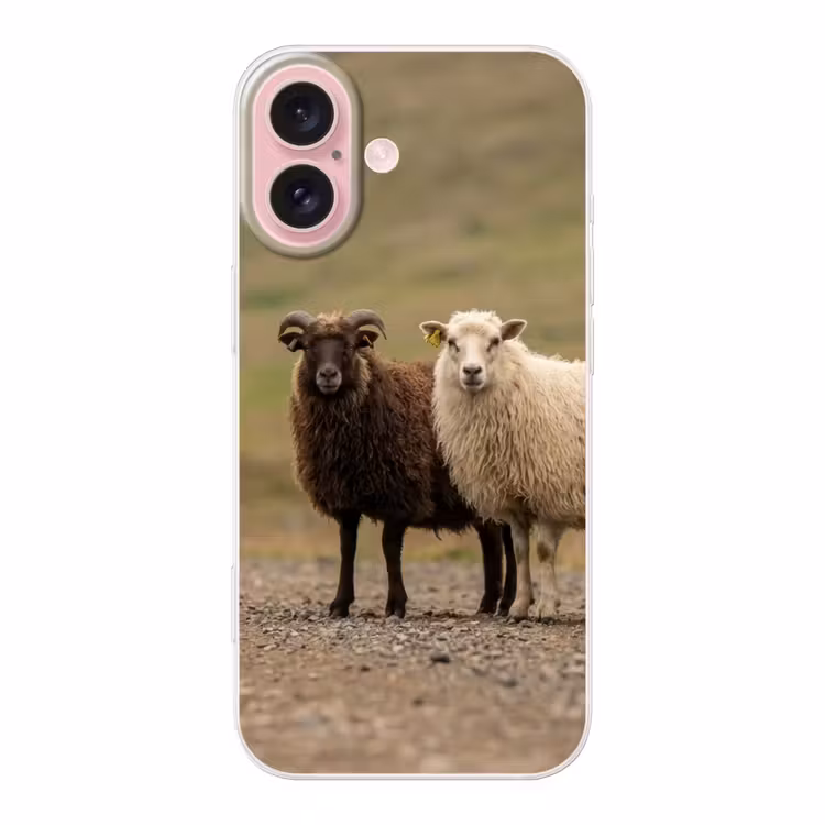 Telefoonhoesje - Schapen - Bruin - Wit - Grindpad — 1