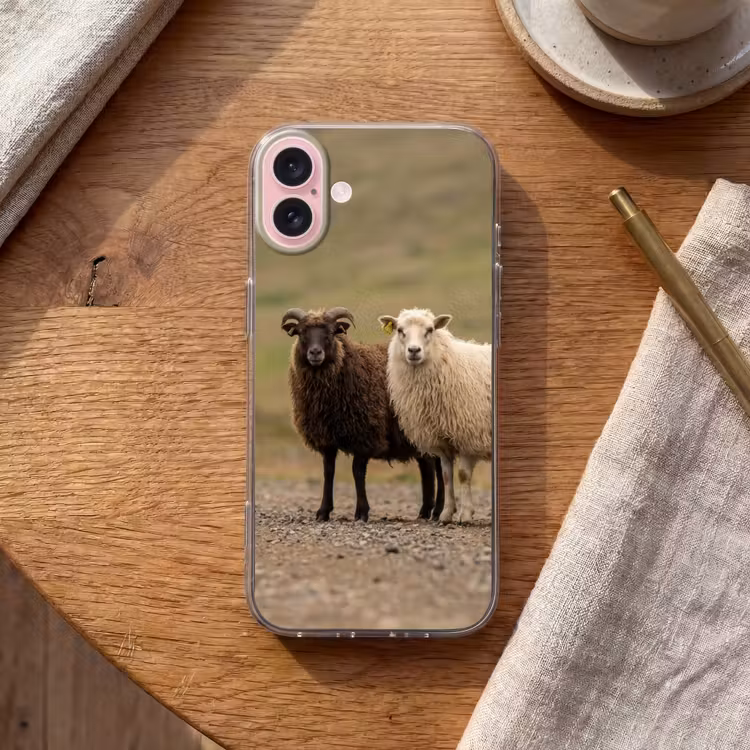 Telefoonhoesje - Schapen - Bruin - Wit - Grindpad — 2