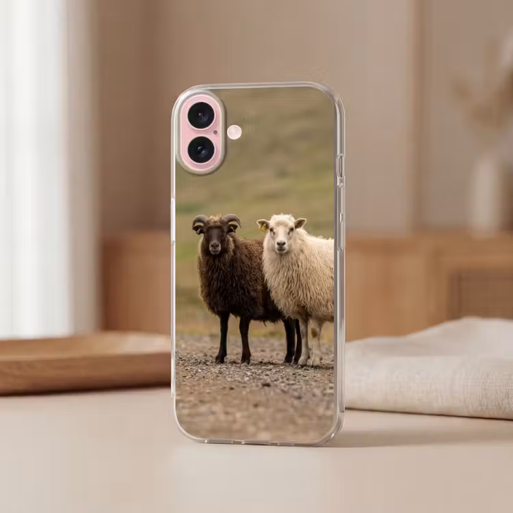 Telefoonhoesje - Schapen - Bruin - Wit - Grindpad — 3