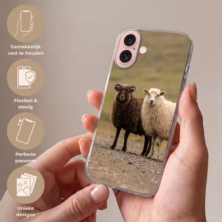 Telefoonhoesje - Schapen - Bruin - Wit - Grindpad — 4