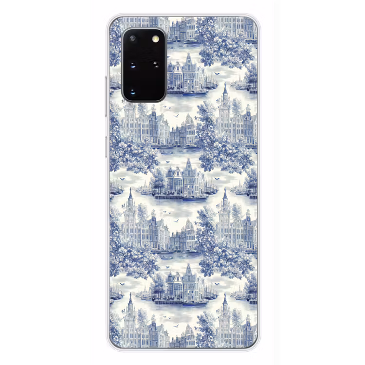 Telefoonhoesje - Huizen - Bomen - Water - Vogels - Blauw — 4