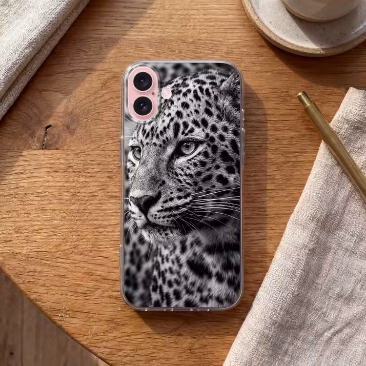 Telefoonhoesje - Luipaard - Zwart - Wit - Oog — 2