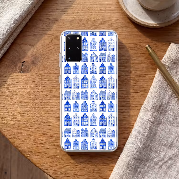 Telefoonhoesje - Patroon - Huizen - Blauw — 2
