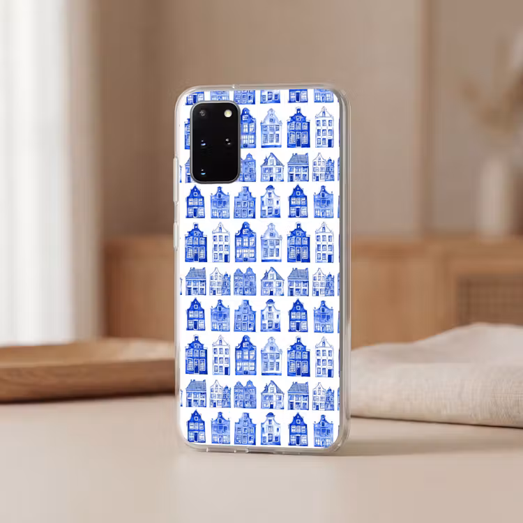 Telefoonhoesje - Patroon - Huizen - Blauw — 3