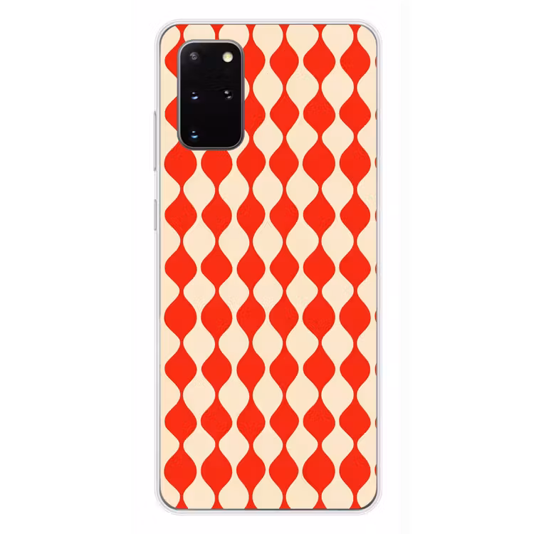 Telefoonhoesje - Golvend patroon - Retro - Rood - Beige — 4