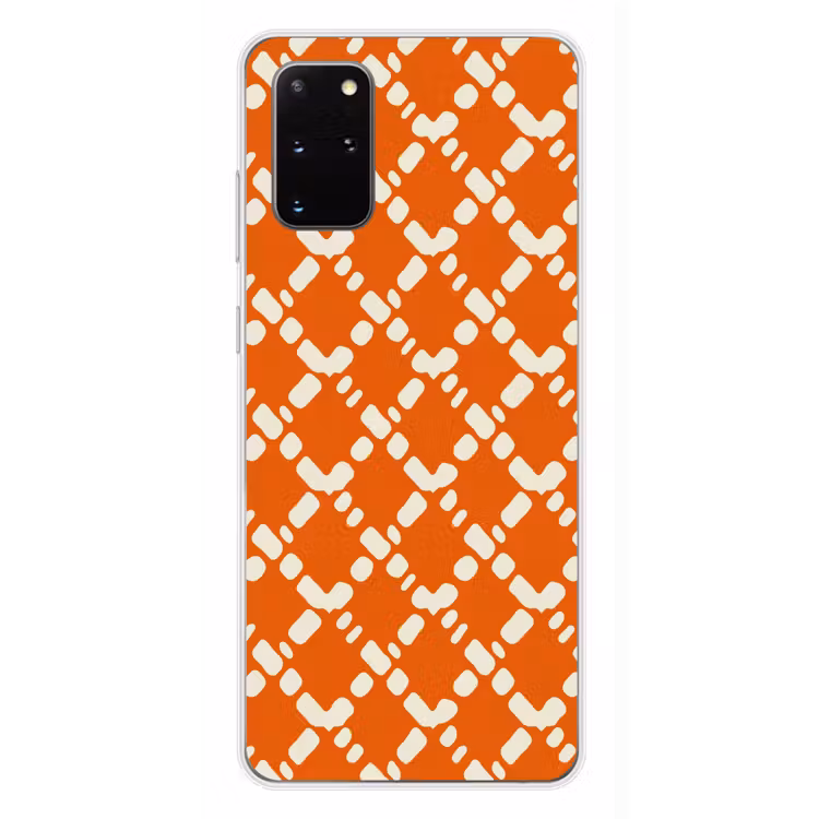 Telefoonhoesje - Oranje - Ruitpatroon - Wit — 4