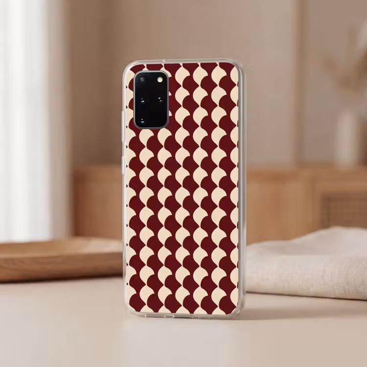 Telefoonhoesje - Rood - Tegelpatroon - Crème — 3