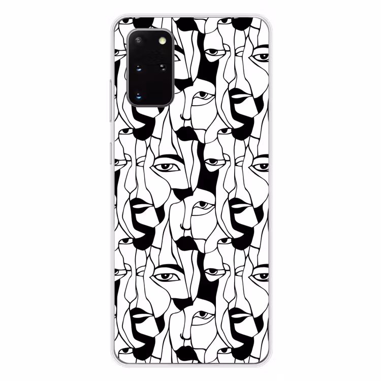 Telefoonhoesje - Lijnen - Gezichten - Zwart - Wit — 4