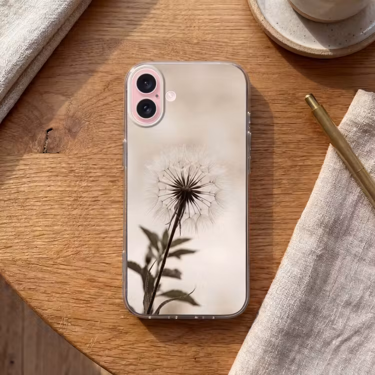 Telefoonhoesje - Paardenbloem - Minimalistisch - Wit — 2