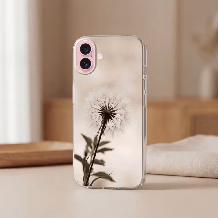 Telefoonhoesje - Paardenbloem - Minimalistisch - Wit — 3