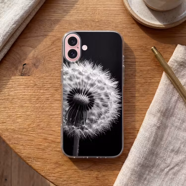 Telefoonhoesje - Paardenbloem - Zwart - Wit — 2