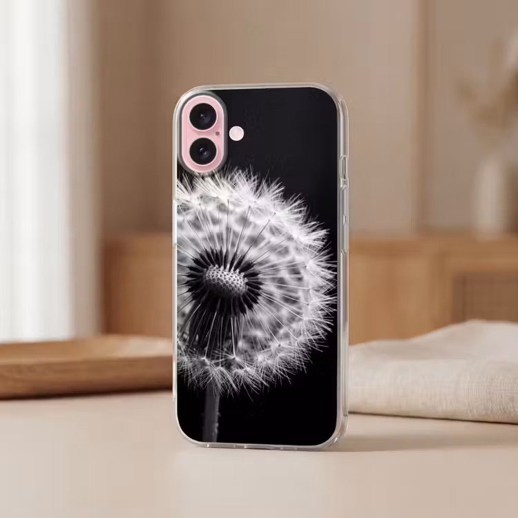 Telefoonhoesje - Paardenbloem - Zwart - Wit — 3