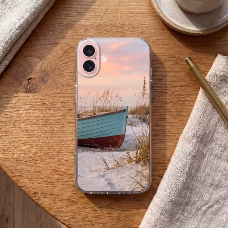 Telefoonhoesje - Rustiek - Roeiboot - Zandstrand — 2