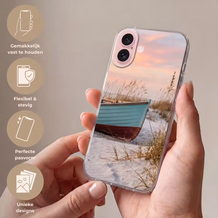 Telefoonhoesje - Rustiek - Roeiboot - Zandstrand — 4