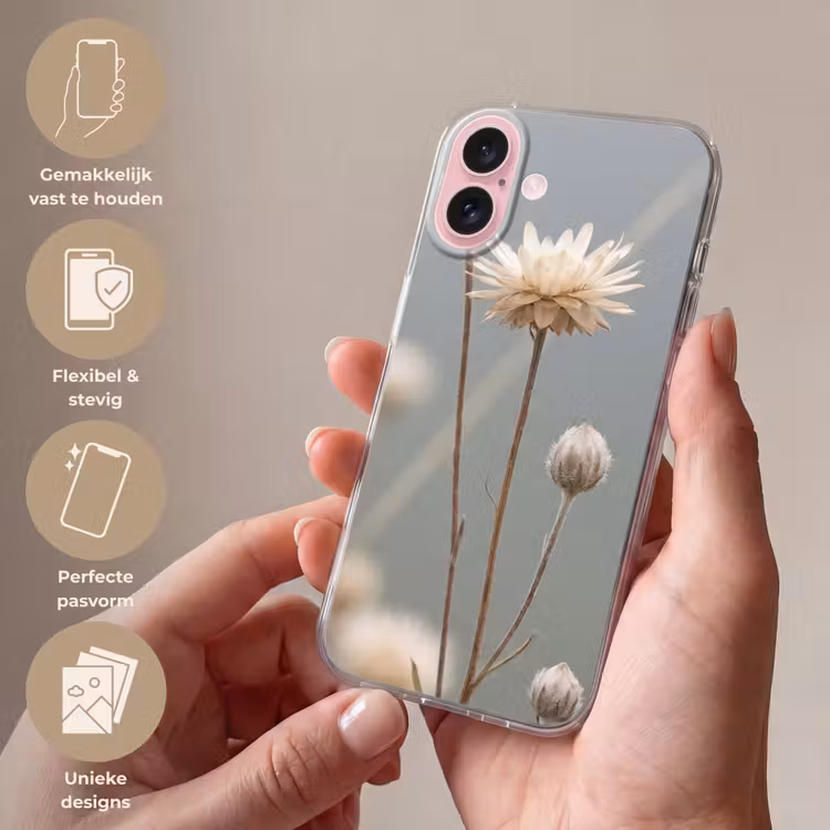Telefoonhoesje - Strobloemen - Wit - Daglicht — 4