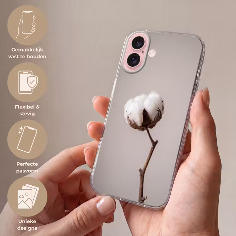 Telefoonhoesje - Katoenbol - Minimalistisch - Wit — 4
