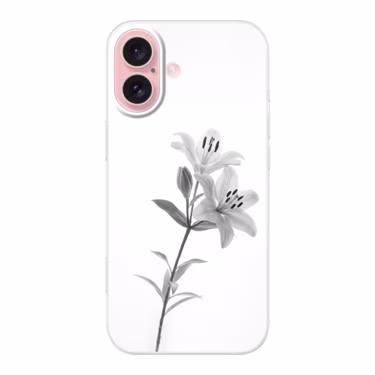 Telefoonhoesje - Lelies - Elegant - Zwart - Wit — 1