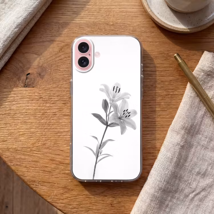 Telefoonhoesje - Lelies - Elegant - Zwart - Wit — 2
