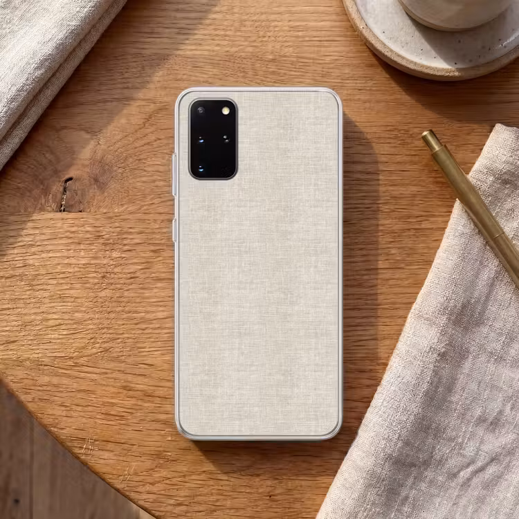 Telefoonhoesje - Linnen - Textuur - Beige — 2