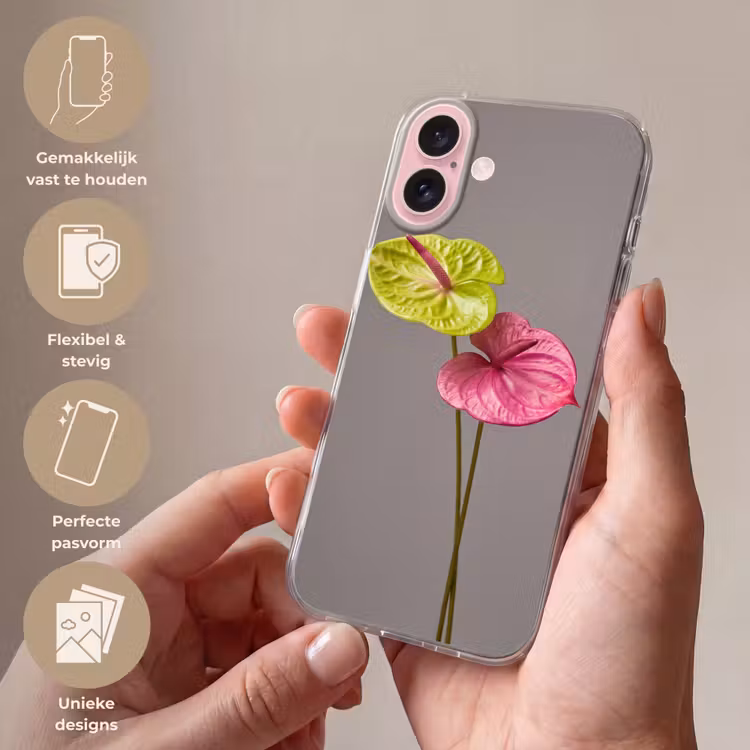 Telefoonhoesje - Planten - Anthurium - Groen - Roze — 4