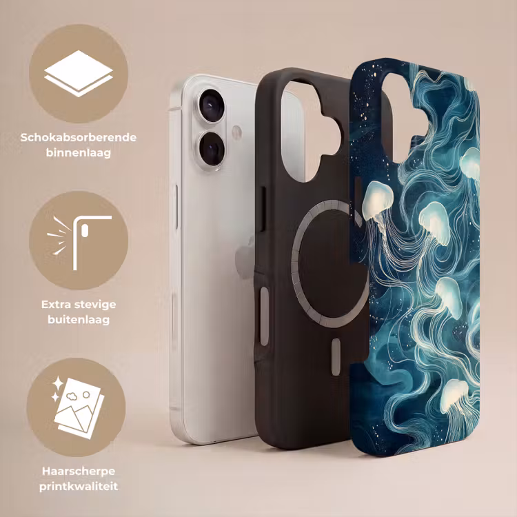 Telefoonhoesje Toughcase - Kwallen - Zee - Wit - Golven — 3