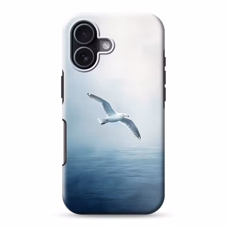 Telefoonhoesje Toughcase - Meeuw - Wit - Zee - Mistig — 1