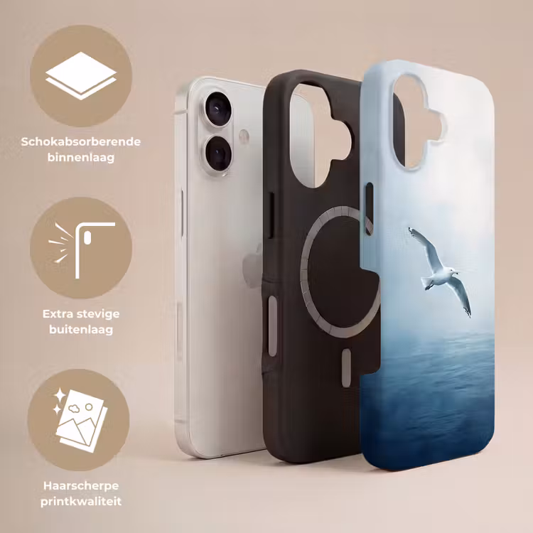 Telefoonhoesje Toughcase - Meeuw - Wit - Zee - Mistig — 3