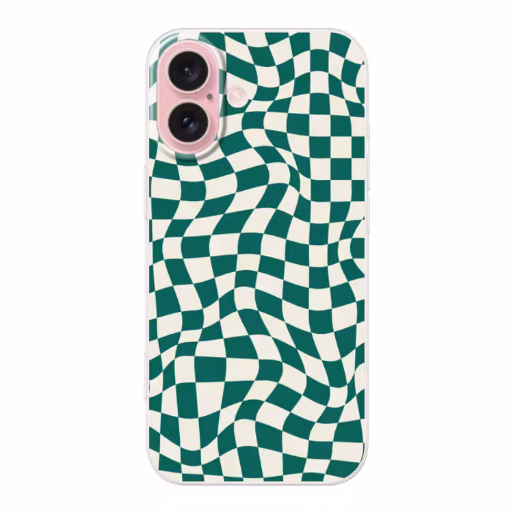 Telefoonhoesje Toughcase - Golvende vakjes - Groen - Wit - Abstract — 1