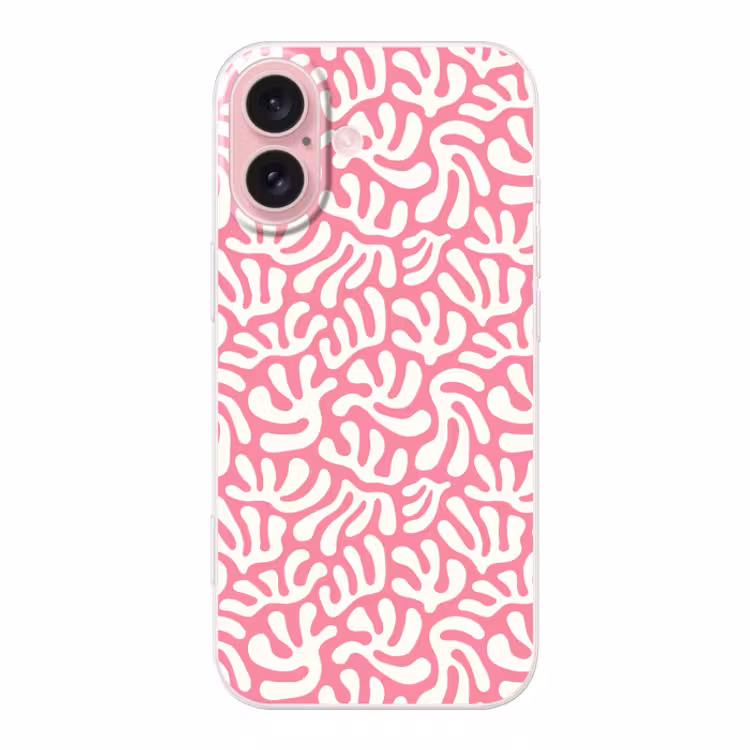 Telefoonhoesje Toughcase - Koraal - Patroon - Roze - Wit - Minimalistisch — 1