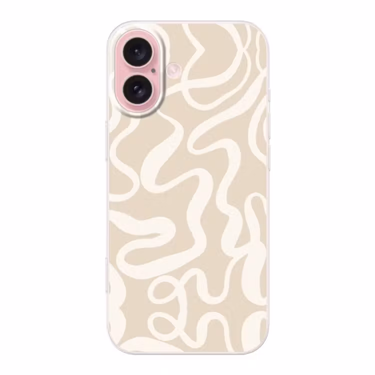 Telefoonhoesje Toughcase - Lijnen - Abstract - Beige - Wit - Minimalistisch — 1