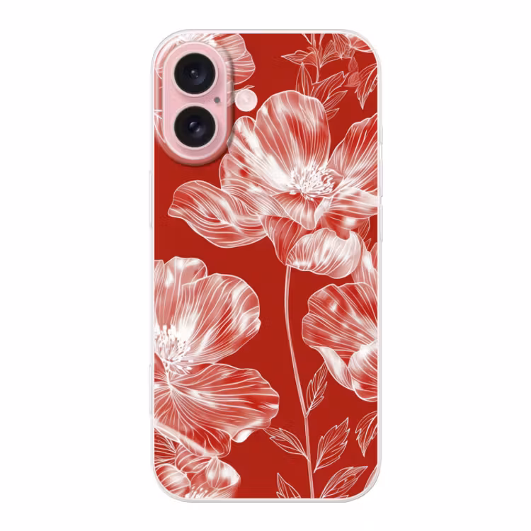 Telefoonhoesje Toughcase - Bloemen - Patroon - Rood - Wit — 1