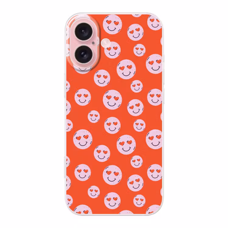 Telefoonhoesje Toughcase - Smiley - Patroon - Hartjes - Rood - Roze — 1