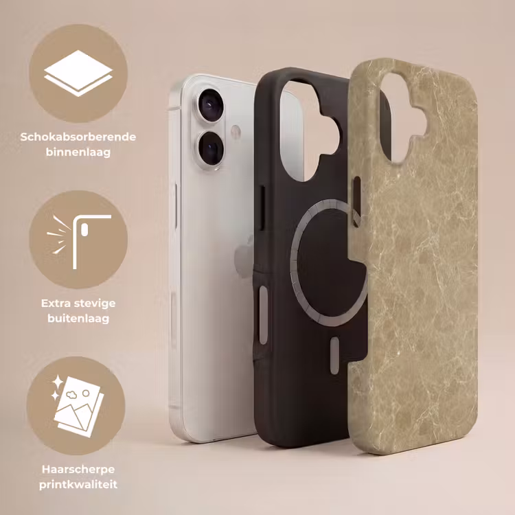 Telefoonhoesje Toughcase - Beige - Marmer - Witte aders — 3