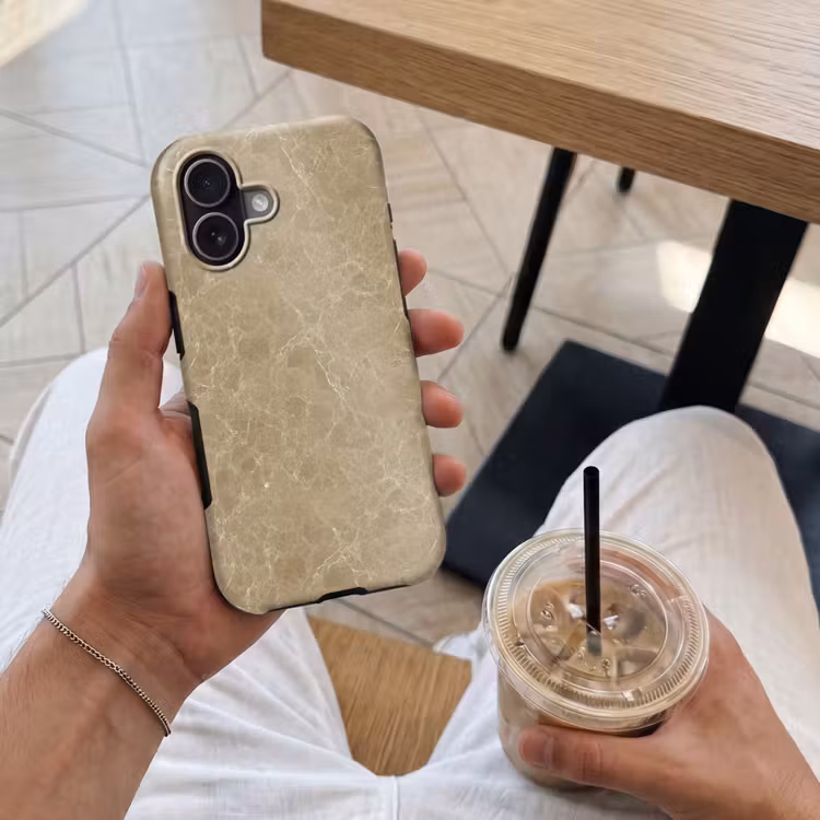 Telefoonhoesje Toughcase - Beige - Marmer - Witte aders — 4