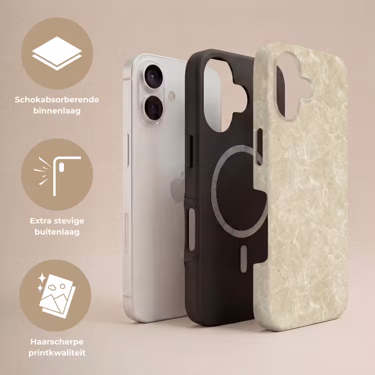 Telefoonhoesje Toughcase - Lichtbeige - Marmer - Diffusie adering — 3