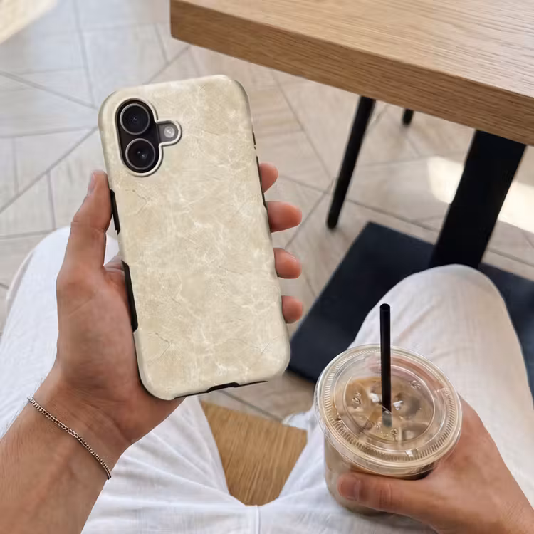Telefoonhoesje Toughcase - Lichtbeige - Marmer - Diffusie adering — 4