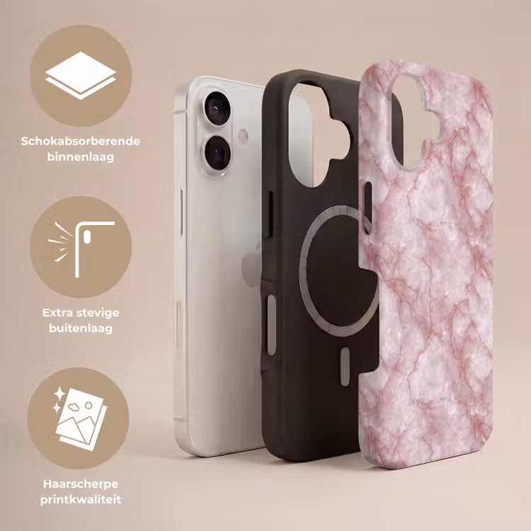 Telefoonhoesje Toughcase - Roze - Kwartsmarmer - Aders — 3
