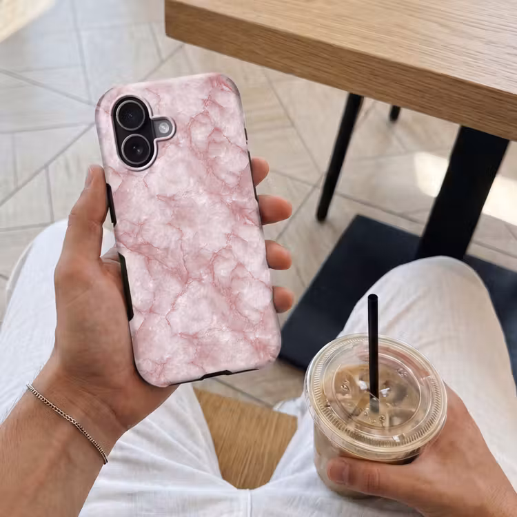 Telefoonhoesje Toughcase - Roze - Kwartsmarmer - Aders — 4