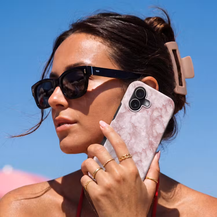 Telefoonhoesje Toughcase - Roze - Kwartsmarmer - Aders — 6