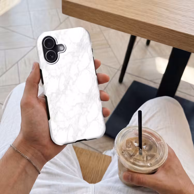 Telefoonhoesje Toughcase - Minimalistisch - Wit - Grijze aders — 4